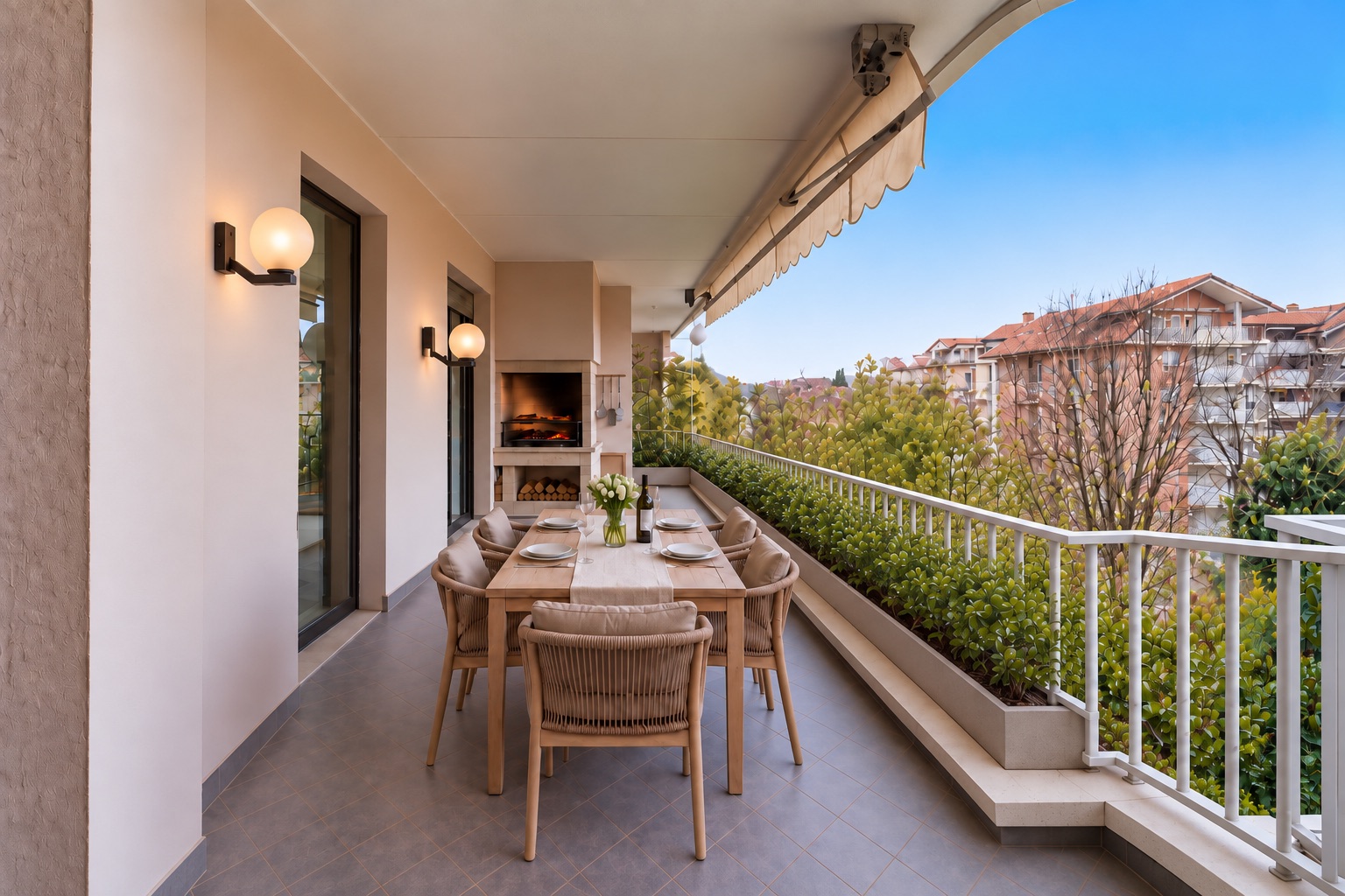 Restyling del terrazzo con zona pranzo e barbecue — Attico Busto Arsizio